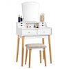 Vanity Table Set Dressing Table Cushioned Stool Makeup Table