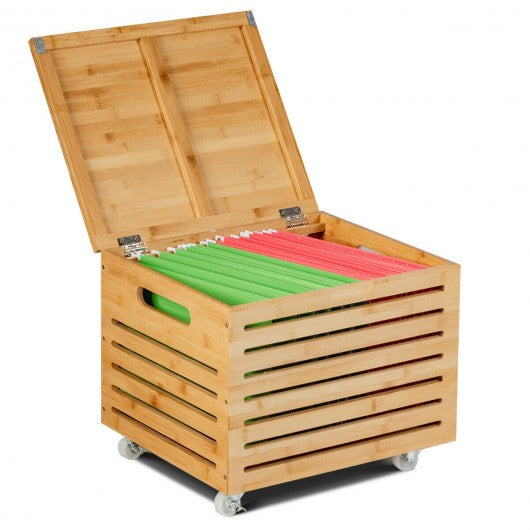 Bamboo Hanging and Rolling File Storage Organizer-Natural