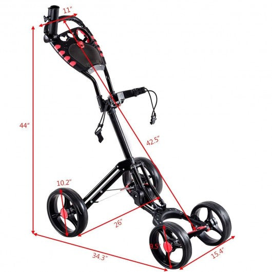 4 Wheels Folding Golf Pull Push Cart Trolley