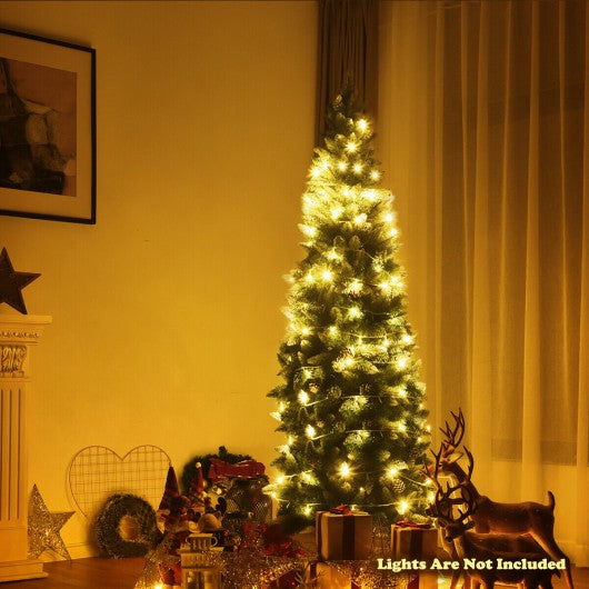 5' / 6' / 7.5' Artificial Pencil Christmas Tree with Pine Cones-7.5'