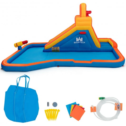 Inflatable Water Bouncer with Climbing Wall and Ball Hoop