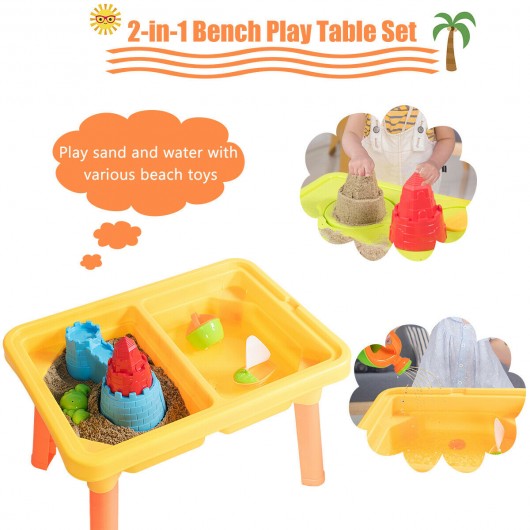 Sand and Water Play Table for Kids with Sand Castle Molds