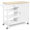 4-Tier Wood Drawer Kitchen Cart with Storage Shelf and Casters