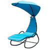 Patio Hanging Swing Chaise Lounge Chair-Blue