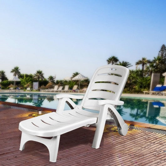 5 Position Adjustable Patio Recliner Chair with Wheels